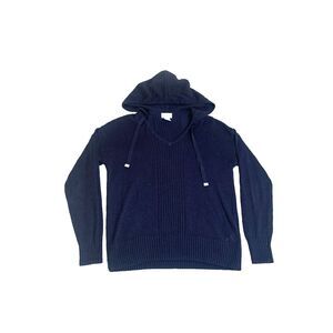 Sigrid Olsen Sweater Adult‎ Small Navy Blue Hoodie Linen Blend Outerwear Mens